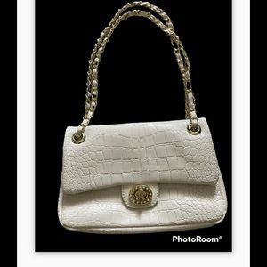 White Crocodile Embossed Leather Crossbody